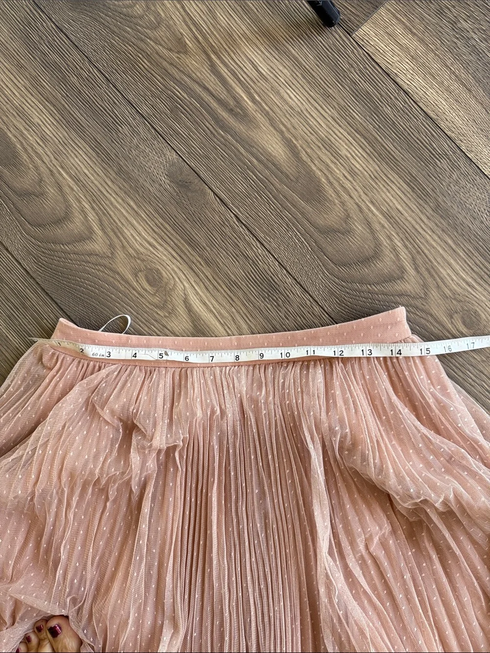 Midi Pleated Tulle Skirt in Dusty Pink